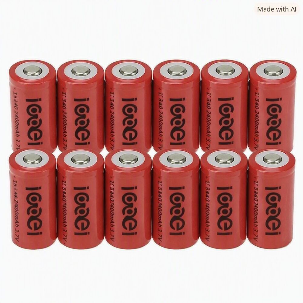 Rechargeable 12 X 2400mAh Li-ion CR123A 16340 Batteries 3.7v Lithium Flashlight
